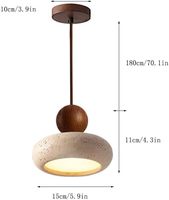 Luminaire suspendu rond rétro en pierre naturelle de luxe léger, LED trois couleurs à intensité variable, lampe suspendue pour bar, comptoir, restaurant