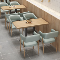 Mobilier moderne pour restaurant commercial Ensemble table et chaise carrées en bois Canapé en cuir Hôtel Salle à manger Café Boutique Sièges de stand
