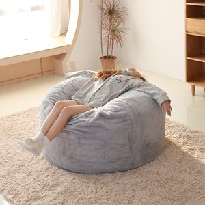 Beanbag <b>Sofa</b> <b>Bed</b> Round Sponge Filling Multifunctional <b>Folding</b> Chair For Children And Adults Gray Plush Cover - Product Image 3