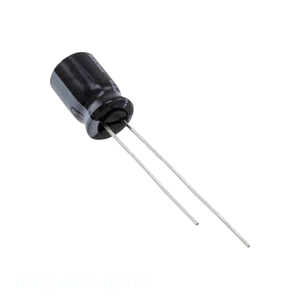 Distribuidor Autorizado URS2A4R7MDD1TD Condensador Radial de Aluminio de 4.7 uF, 20%, 100V, con Orificio Pasante - Product Image 1