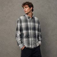 Chemises décontractées en flanelle de style streetwear personnalisées Salati pour hommes, à carreaux, manches longues, 100% coton, avec strass