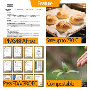 Hojas de papel para hornear de silicona resistentes al calor biodegradables 400x600 aprobadas por BRC sin PFAS - Product Image 2