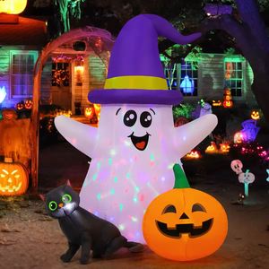 Prix d'usine personnalisé Marque 5 FT Black Cat Pumpkin Inflatable Ghost LED Lights Polyester Material Outdoor Halloween Decorations - Product Image 6