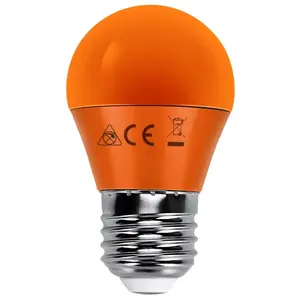 Bombilla LED G45 Naranja E27 4W, luz cálida, bajo consumo, ideal para decoración y ambientación en interiores. - Product Image 1