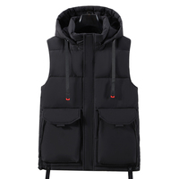 Gilet à fermeture éclair réversible décontracté pour hommes manteau à capuche épaissi d'hiver avec pince à outillage vêtements d'extérieur pour le travail