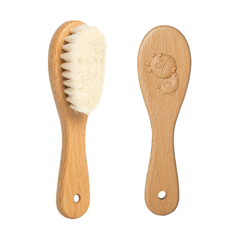 Private label manufacturers wholesale customized wooden products comb wool brush set children's comb baby brush