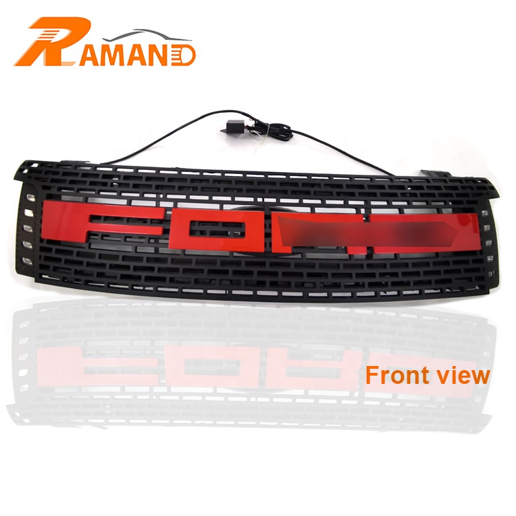 Factory Grille For Ford Ranger T6 2012 2013 2014 2015 with LED lights with Red Letter Front racing grilles Car Accessories