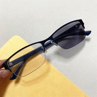 Lunette photochromique rectangle alliage semi-sans monture noir gris petite lunette anti-reflets lunettes photogray anti-reflets pour hommes