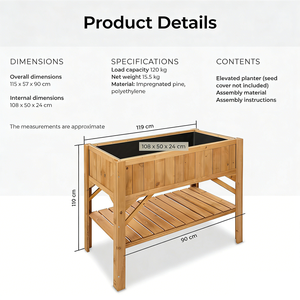 <span class=keywords><strong>Jardinera</strong></span> cuadrada <span class=keywords><strong>de</strong></span> madera elevada para huerto, con bandeja para semilleros y almacenamiento para herramientas, ideal para jardín e invernadero. - Product Image 4