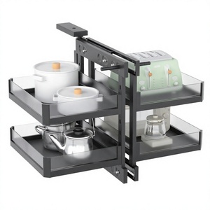 Cesta Esquinera Mágica con Estante de Cristal, Organizador Extraíble para Armario y Despensa de Cocina - Product Image 4