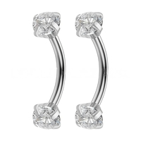 Piercing corporel en titane G23 style punk, barbell banane courbé avec zircon, pour sourcil, cartilage d'oreille, rook, conch, tragus, hélix, cadeau