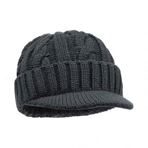 Gorro de invierno con visera, elástico, de punto trenzado, elegante gorro tipo calavera para clima frío, gorros de esquí y nieve, gorro tipo cadete con visera - Product Image 2