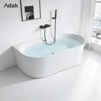 Baignoire de massage rectangulaire autoportante en acrylique Adak, avec drain, pour intérieur, garantie 5 ans, écologique, facile à nettoyer
