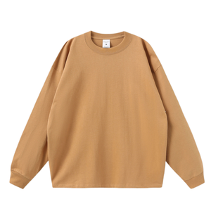 Wholesale <b>Plain</b> Oversized <b>Long</b> <b>Sleeve</b> T-Shirt Men's 100% Cotton Solid Color O-Neck Casual <b>Top</b> Blank Jersey Knitted Sweatshirt - Product Image 1