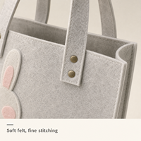 Sac fourre-tout personnalisé en feutre non tissé écologique avec lapin mignon, patch 3D, poignée en PU, sac cadeau réutilisable, logo couleur personnalisé, OEM