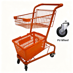 Supermarket Shopping Trolley 340L Large Wire <b>Basket</b> Heavy Duty Silent Wheel Retail Warehouse Cart Rolling Use Use Set Kit - Product Image 5