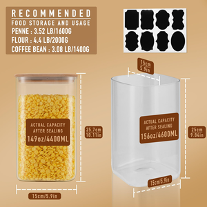 Square Clear <b>Glass</b> Jar with Lid Food <b>Container</b> for Condiments and Other Items - Product Image 2
