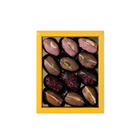 Boîte-cadeau de noix gastronomiques sèches jaunes emballage de chocolat en papier personnalisé boîte de petites dates farcies avec fenêtre