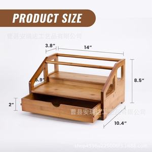 Wooden Double Layer Storage <b>Rack</b> With Drawers For <b>Kitchen</b> Spice Bottles And Coffee Capsules - Product Image 4