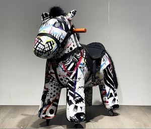 Sillón Balancín Moderno con Diseño de Grafiti de Caballo, Tapizado en Cuero PU con Relleno de Espuma, Estilo Contemporáneo, Decoración para el Hogar, Muebles para Sala de Estar - Product Image 1