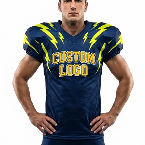 Custom American Football Jersey <b>Heat</b> Transfer Printed V <b>Neck</b> Short Sleeve Breathable Personalized Team Training Sports Unisex - Product Image 4