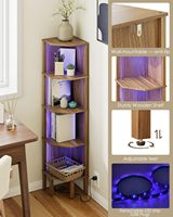 Étagère d'angle, bibliothèque d'angle à 5 niveaux, meuble d'angle pour chambre à coucher, étagère d'angle pour petit espace, étagères en bois