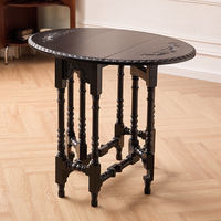 Table basse, table à thé, table à manger en bois massif de style français, design sculpté vintage, réglable, meubles de salon pour petits espaces