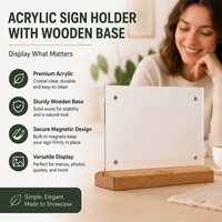 Présentoir de bureau de Base en bois de haute qualité support de signe de carte de Menu acrylique clair