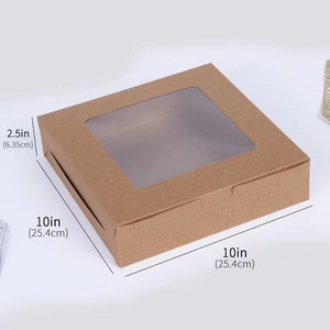 Boîte à gâteaux kraft d'expédition rapide d'usine Boîtes à gâteaux d'emballage en papier de fenêtre PET transparent Boîte à gâteaux de 10 pouces avec plateau - Product Image 4