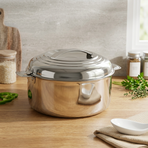 Casserole en acier inoxydable avec couvercle, 24 cm, ronde, durable, design moderne, passe au lave-vaisselle, compatible gaz et induction - Product Image 6