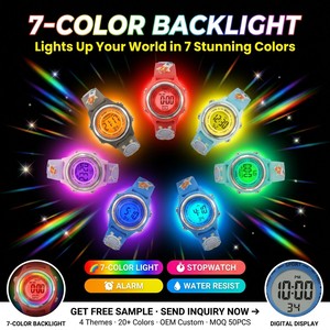 Montre électronique numérique colorée pour enfants, montre créative en PVC de dessin animé pour garçons et filles - Product Image 1