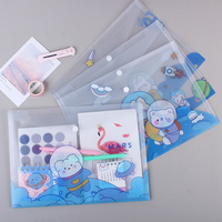 Fournitures scolaires transparentes, pochette en plastique A4, dossiers de classement personnalisés mignons pour les entreprises
