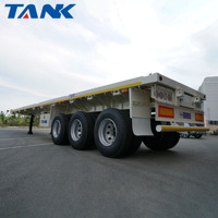 Remorque de camion à plat à 3 essieux 60 tonnes Transport Semi-remorque à lit plat Chargement facile Déchargement Conteneur Transport