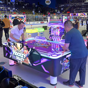 Table de hockey sur air métallique d'intérieur 4 joueurs, <span class=keywords><strong>à</strong></span> monnayeur, jeux multi-pucks pour enfants et adultes, interface en anglais, pour parcs d'attractions - Product Image 4