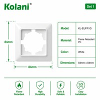 Cadre décoratif vierge Kolani norme UE 84x84mm 1 gang, encastrable, ignifuge, en polycarbonate, pour remplacement