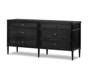 Comò a 6 cassetti in rovere massello, stile francese, nero, per camera da letto, con funzioni di archiviazione - Product Image 6