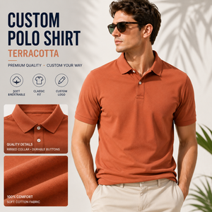 Camiseta Polo Color Terracota Personalizada, Absorbente de Humedad, Fácil Cuidado, Color Inalterable, Diseño de Logotipo, OEM ODM, Ropa de Equipo - Product Image 1
