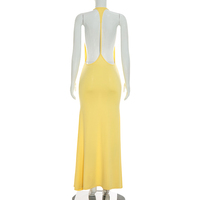 Robe longue décontractée Viviblook C26DS258 pour femme, nouvelle collection, couleur unie, sexy, sans manches, dos nu, à fines bretelles, coupe ajustée, style queue de poisson