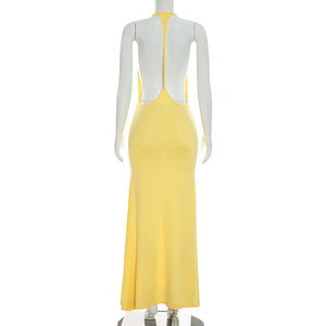 Viviblook C26DS258 Women Dress Sexy New Solid Color Casual Sleeveless Backless Suspender Slim Fish Tail Maxi Casual Dress - Product Image 3