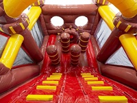 Parcours d'obstacles aquatiques gonflable Pirate Boat de 30 pieds, château gonflable en PVC durable avec toboggan pour les fêtes aquatiques et les jeux d'eau pour enfants