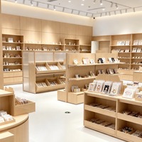 Composants de présentation sur mesure pour magasins : Comptoir îlot à niveaux avec garniture lumineuse, Service de conception 2D/3D pour l'ensemble de la boutique