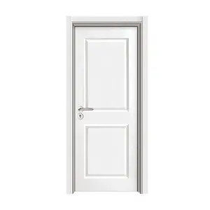 Hot sale American 2 Raised Panels painted HDF interior white mould door for apartment