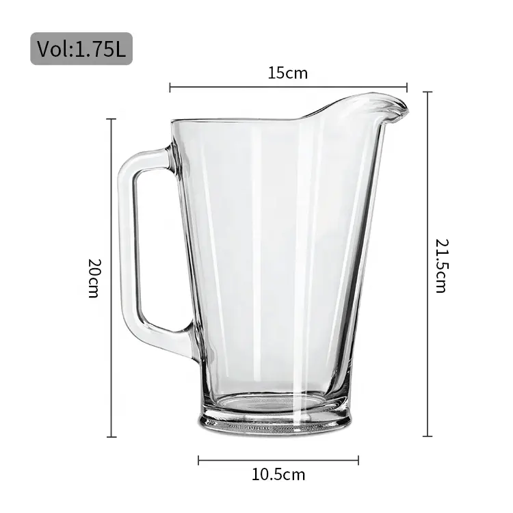 โรงงาน OEM เหยือกน้ําพร้อมแก้วน้ําผลไม้เย็นเหยือกเบียร์พร้อมที่จับ เหยือกแก้ว 1.75 ลิตรชุดน้ํา โลโก้ที่ปรับแต่งได้ เหยือกเบียร์แก้ว