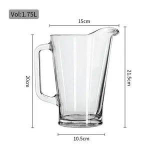 Fabbrica OEM brocca d'acqua con vetro freddo brocca da tè con manico 1.75L vetro brocca set acqua personalizzabile LOGO acqua brocca di cristallo