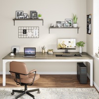 Bureau de travail à domicile pour 2 personnes, bureau d'ordinateur extra long de 78,7 pouces, double poste de travail pour bureau à domicile, bureau de travail pour deux personnes (chêne)