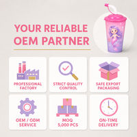 Vente chaude Personnalisé PP 18OZ Boisson Tasses Laser Imprimé Thé Tasses Soucoupes pour Bébé Enfants Prix Compétitif avec Pailles Couvercles