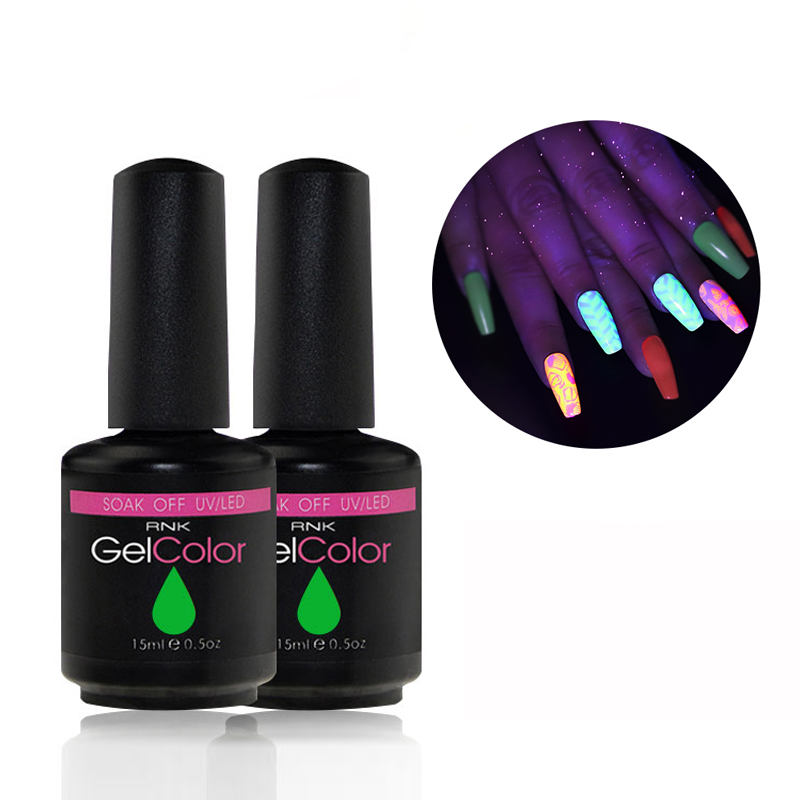 RONIKI Kutek Gel Neon 16 Warna 15Ml, Rendam Glow In The Dark Uv Gel