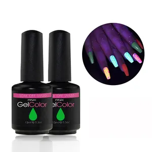 Roniki esmalte em gel neon em 16 cores, 15ml de absorção, brilha no escuro, gel uv