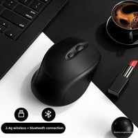 Mouse Optik Ergonomis Nirkabel Senyap Isi Ulang Dual-mode untuk Laptop dan Penggunaan Kantor