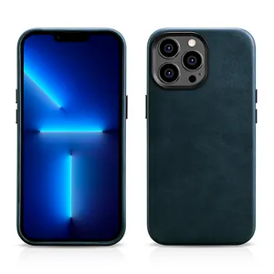 Das meist verkaufte Leder Mikro faser Futter Echt leder Telefon für Iphone 14 Pro Max Back Case